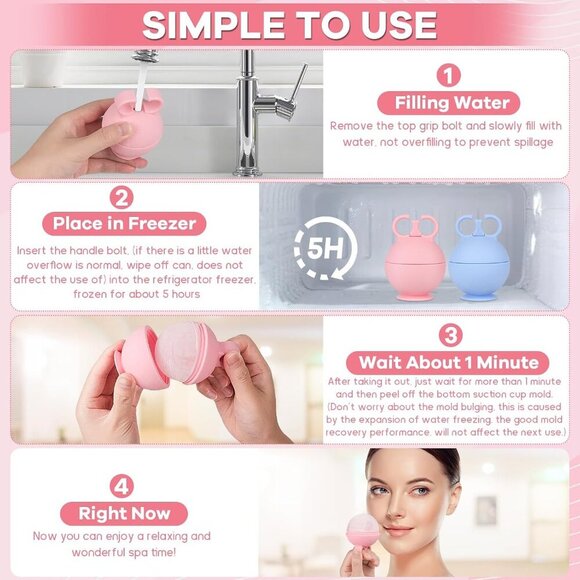 2 Pack Ice Roller for Face, Ice Cube Roller for Face Neck Body and Eye Ice Face - Picture 6 of 7